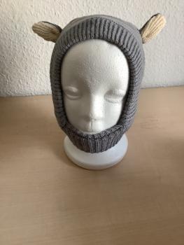 Kinder - Mütze mit Ohren - Grau/Creme