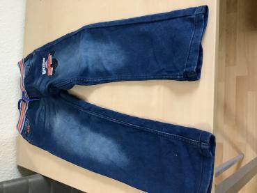 Kinder Jeans mit buntem Gummibund und Truck-Design Größe 110
