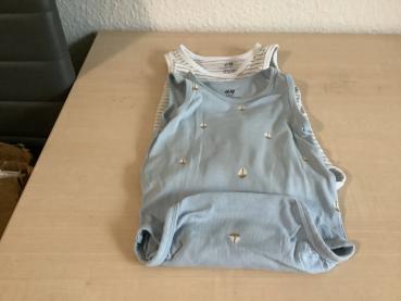 2-teiliges Set: Babybody mit Segelboot-Motiv und gestreiftem Tanktop