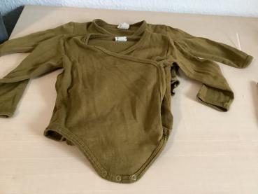 2er Set Langärmliger Wickel Babybody in Olivgrün
