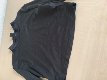 Damen-Schwarzes Langarmshirt mit Rundhalsausschnitt