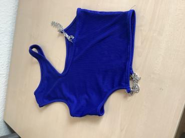 Damen-Modisches, blaues Bodysuit mit Ketten-Details