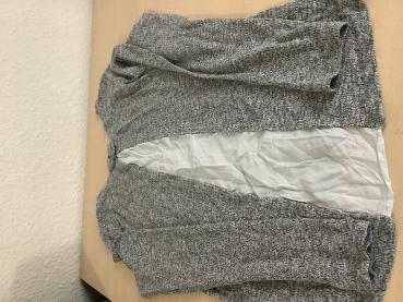 Damen-Lässiger, grauer Cardigan mit offenen Ärmeln