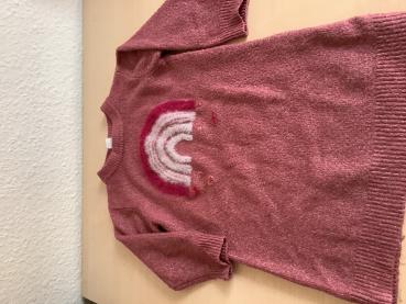 Pullover mit Regenbogenmotiv in Rosé, Größe 98