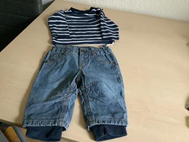 Gestreiftes Babyset mit Jeanshose und Sweatshirt Größe 62