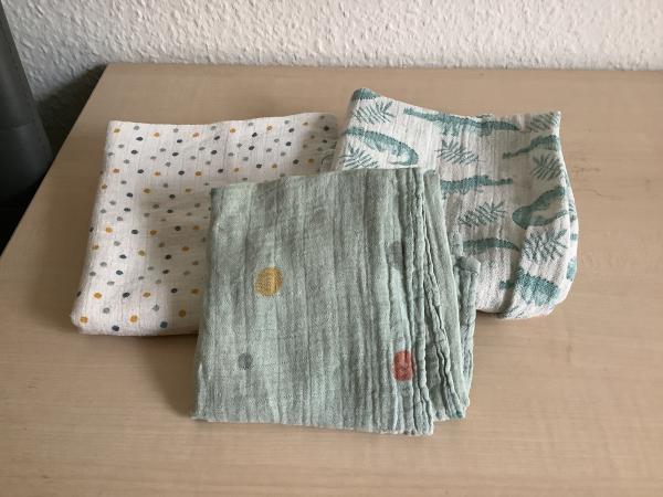 Gemusterte Musselin-Stoffe im 3Set