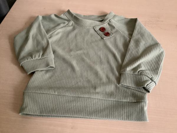 Rippstrick Pullover mit Knöpfen in Salbeigrün