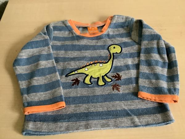 Gestreiftes Kinderoberteil mit Dinosaurier-Motiv