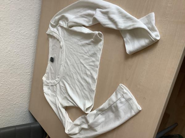 Damen-Weißes langärmliges Crop Top mit Rippstruktur